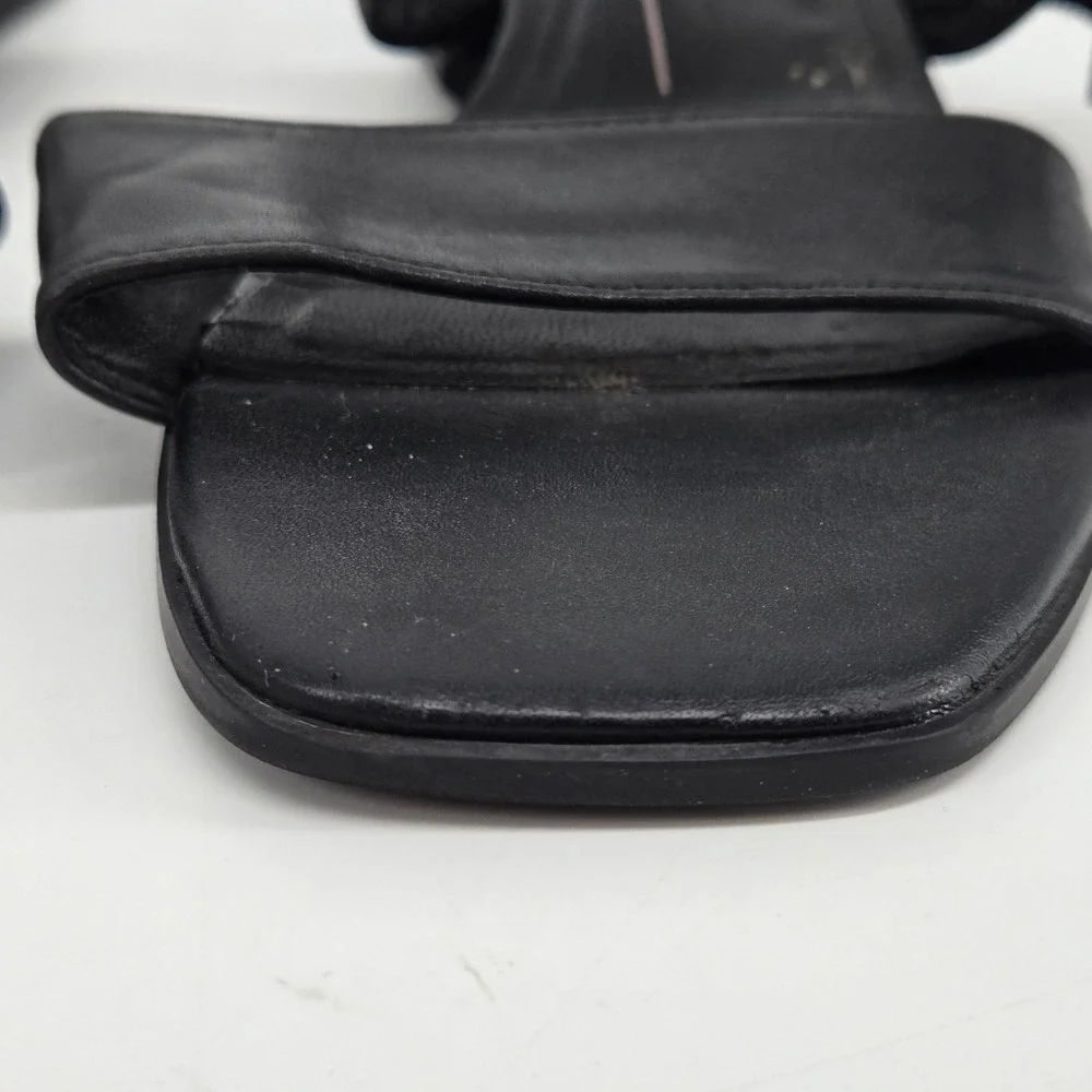 Ecco Danish Design Black Leather Wide Buckle Strap Block Heel Sandals 38 / 7